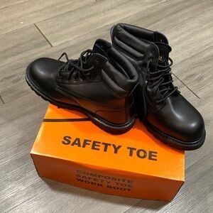National Black Leather Composite Toe Electric Hazard Boots New in Box Size 10